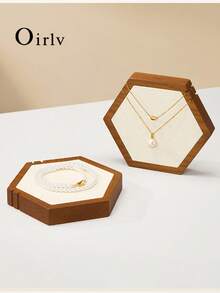 Giá trưng bày vòng cổ hình lục giác bằng gỗ nguyên khối Oirlv, giá đựng trang sức, giá trưng bày vòng cổ, giá đỡ trang sức là một vật dụng đa năng phù hợp với mọi bàn làm việc hoặc bàn trang điểm. - Nhiều màu - Xem 4