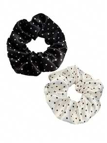 2 Stück Damen Satin Polka Punkt Haargummi, einfache Haarschlaufe, modisch und vielseitig, elegante, einfache Gummiband Badezimmer Haarzubehör geeignet für tägliche Ausflüge, Freizeitpartys, Pendeln zum Strand, Urlaub, Gesichtwaschen, Haare binden, Pferdeschwanz-Make-up, Kleidung kombinieren, Accessoires verwenden, Kopfbedeckungszubehör (2/1 Stück) Urlaubszubehör Haargummis Scrunchies Haarseile, Festival, Party - Verschiedenfarbig - Übersicht 9
