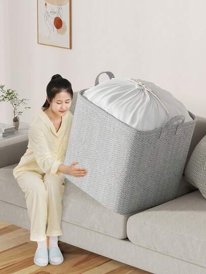 1 Túi đựng đồ dây rút họa tiết xương cá dày dặn, chất liệu bền chắc, khóa dây rút chắc chắn, dung tích lớn, chống bụi, có thể gấp gọn, tiết kiệm không gian, hoàn hảo để đựng quần áo, chăn, ga trải giường, đồ dùng gia đình, sắp xếp nhà cửa và sử dụng khi đi du lịch.