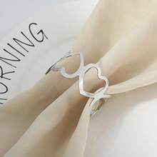 6/10pcs Elegant Minimalist Hollow Metal Heart Shaped Napkin Rings, Suitable For Wedding Decor, Holiday Gatherings, Mother's Day Gifts, And Tabletop Decoration - Multicolor - View 7
