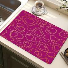 1pc Kitchen Counter Drying Mat, Absorbent Non-Slip Coffee Pad, Heat Resistant Countertop Decor For Coffee Bar, Dining Table, Multiple Styles Available - Purple and Gold Lace Heart - View 12