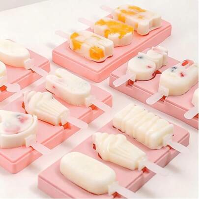 1pc Silicone Pudding/Ice Cream Mold, Cartoon Shapes (Animals, Fruits), Lightweight And Easy To Use, Essential For Summer