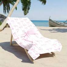 1 pieza Toalla de playa decorada con lazo rosa, ideal para días de playa en verano - 2 - Ver 3