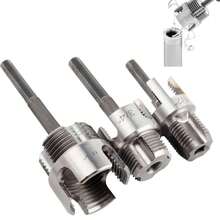 Bộ 6 dụng cụ ren ống trong và ngoài, dao cắt ren ống đa chức năng, phù hợp với ống PVC/nhựa đường kính 1/2 inch, 3/4 inch, 1 inch, tương thích với bộ dụng cụ ren ống bằng máy khoan điện. - Nhiều kiểu dáng - Xem 10