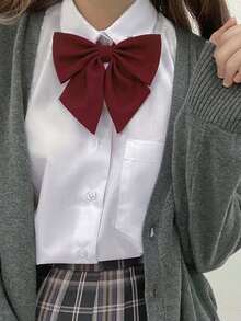 1pc Japanese Style Red Ribbon Bow Tie - Burgundy - View 4