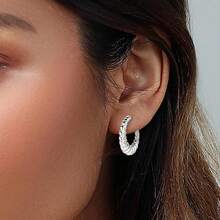 6 Pairs 14K Gold Plated Hoop Earrings Women Lightweight Chunky Hoop Earrings Multipack, Thick Open Twisted Huggie Hoops Earring Set Jewelry Gifts. - Silver - View 8