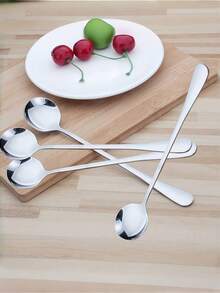 4pcs Long Handle Iced Tea Spoons, 7.8 Inch Length, Coffee Spoon, Ice Cream Spoon, Mixing Spoon, Stainless Steel Cocktail Stirrer - Multicolor - View 8