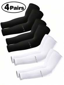 4/1 Pair UV Protection Cooling Compression Arm Sleeves - Men's Sun Protection Arm Sleeves Suitable For Teenagers And Schools, Summer Arm Protection Equipment, All Black Sleeve, Men's Gift - Multicolor - View 12