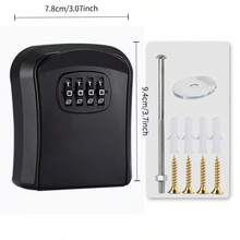 1pc Key Storage Lock Box, 4-Digit Combination Password Safe, Weatherproof Wall-Mounted Key Holder For Outdoor Use, Secure Spare Key Box For Home, Vacation Rental & Construction Sites - A - View 9