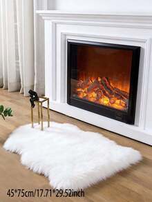 1 pieza Alfombra de estilo minimalista moderno de lana sintética con forma irregular, alfombra tejida suave y esponjosa, fácil de limpiar y almacenar, adecuada para sala de estar, dormitorio, silla, sofá, mesita de noche, tocador, decoración del hogar, estilo Ins, para todo el año - Blanco - Ver 13