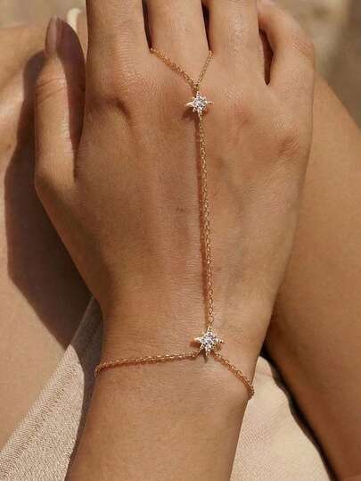 EleRunis 1 chiếc vòng tay/nhẫn hình ngôi sao tám cánh nhỏ nhắn bằng bạc Sterling 925 dành cho nữ, đính đá Cubic Zirconia, trang sức cơ thể đeo hàng ngày, thích hợp cho đám cưới, tiệc tùng, lễ đính hôn, kỷ niệm, ngày Valentine.