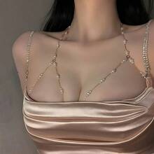 1pc Elegant Women's Body Chain, Shoulder Chest Jewelry For Parties Nightclubs Special Occasions - Vàng - Xem 1