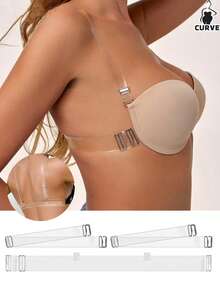 Invisible Transparent Bra Strap & Backstrap Set, Adjustable Transparent Shoulder Straps For Women, Comfortable Replaceable Bra Straps Suitable For Backless, Strapless And Low-Cut Clothing - Multicolor - View 1