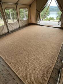 1 pieza Alfombra de área de imitación de yute, alfombra de sala de estar, alfombra, alfombra de área de sala de estar, alfombra de área pequeña, tapete, decoración del hogar, alfombra grande de sala de estar, alfombra redonda, decoración del hogar de la sala de estar, decoración de la habitación, alfombra lavable - Multicolor - Ver 1