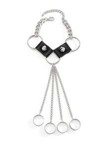 Vòng tay cá tính thời trang, dây xích phong cách Punk, đinh tán, tua rua, vòng tay phong cách Gothic, vòng tay Hip Hop dành cho nam giới. - Bạc - Xem 2