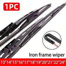 1 cái cần gạt nước khung sắt 9mm móc chữ U đa năng 13"14"16"17"18"19"20"21"22"24" Độ nét cao, hoạt động êm ái, cần gạt nước khung sắt cho ô tô, phụ tùng ô tô - A - Xem 1