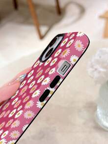 1pc Retro Daisy Pattern Glossy 2-In-1 Filmic Phone Case, Compatible With Samsung/ Compatible With IPhone 11/12/13/14/15/16/17 Pro Max - Multicolor - View 4