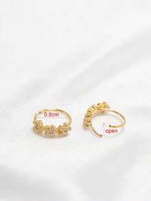 1 chiếc khuyên mũi/khuyên tai hình hoa bằng bạc nguyên chất, đính pha lê trong suốt, dành cho nữ, cỡ 22G 8mm. - Vàng - Xem 3