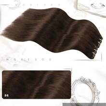 #4 Tóc nối kẹp màu nâu, tóc thật, không đường nối, tóc thẳng, tóc nối kẹp. - S4 - Xem 5