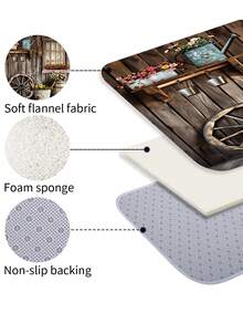 1/3/4 piezas Conjunto de cortina de ducha de flores silvestres de primavera con motivo de granero de madera de granja, tela de poliéster lavable y resistente al agua, accesorios de decoración de baño, incluye funda de asiento de inodoro, alfombras de baño y alfombra, perfecto para el hogar/dormitorio/sala de estar/artículos del hogar/verano - A - Ver 5