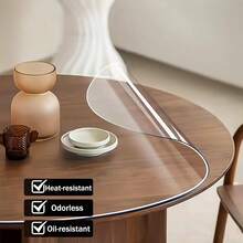 Round Tablecloth, PVC Waterproof Oil-Proof Heat-Resistant Anti-Fouling Tablecloth For Home Use - Clear - View 4