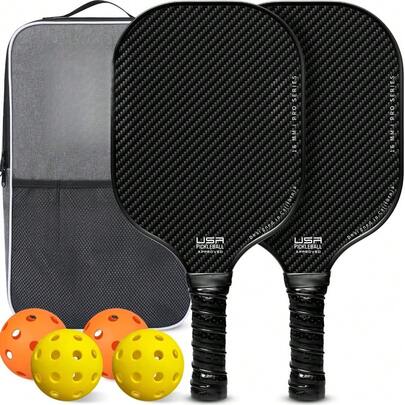 Palas de pickleball, juego de pickleball con superficie de fibra de vidrio aprobado por la USAPA, raquetas ligeras con 4 pelotas, 1 bolsa, diseñadas en California para mayor tracción y estabilidad.