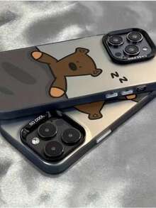 Cute Sleeping Bear Pattern Phone Case, Compatible With Apple 16/15/14, Colorful Silver Acrylic Space Phone Protective Case With Unique Design And Shock-Resistant - Grey - View 6