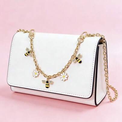 Bee & Daisy Alloy Chain | Symbolizing Diligence And Hope, Can Be Used As Bag Decoration Chain, Bag Extension Chain/Strap Accessory, Holiday, Birthday, Christmas Gift For Family, Friends And Loved Ones