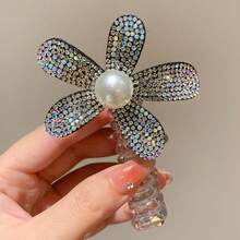 3pcs/1pc Women's Fashion Elegant Floral Rhinestone Elastic Spiral Hair Ties, Suitable For High Ponytail, Daily Wear, Dating, Dining, Vacation, Holiday Party - Multicolor - View 5