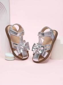 Sandal công chúa nơ xinh xắn cho bé gái, sandal hở mũi thoải mái, mẫu mới mùa hè. - Bạc - Xem 4