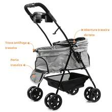 Mighor Carrinho de passeio para Pet, animal de estimação, cachorro, cão, gato de pequeno porte até 15 Kg - Cinza - Visão 6