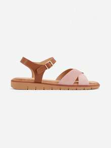 VICES Flat Sandals With X-Shaped Strap - Pink - View 3