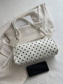 Bolso de hombro para mujer, bolso de axila con estampado de lunares de moda, bolso de mano versátil de estilo callejero - Multicolor - Ver 5