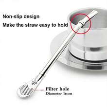 Yerba Mate Bombilla Gourd Drinking Filter Straws 304 - Stainless Steel 6.1 Inch Long Spoon Bombillas Straws For Mate Tea Set Of 3 With Cleaning Brush Silver - Silver 3 1 - View 3