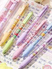 2pcs Cute Retractable Ballpoint Pens, 0.5mm Tip, Student DIY Stationery, Smudge-Proof, Smooth Writing, Comfortable Grip, Suitable For Exams, Office, Signatures, Male/Female Students, School, Stationery, Learning Supplies (Black Ink Non-Erasable, Blue Ink Erasable), Essential For Back To School Season - 彩色 - 查看 10