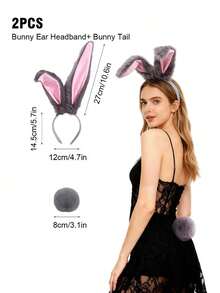 Bộ băng đô và đuôi tai thú (kiểu cáo và thỏ), trang phục hóa trang đôi, trang phục dự tiệc, phụ kiện dễ thương, đạo cụ chụp ảnh, tai thú nhồi bông, bộ đôi, trang phục dự tiệc. - Nhiều màu - Xem 4