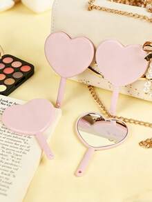10pcs Heart-Shaped Portable Makeup Mirrors, Cute Mini Makeup Mirrors, Suitable For Birthday, Bridesmaid Party, Wedding Gifts, Party Favors - Multicolor - View 1