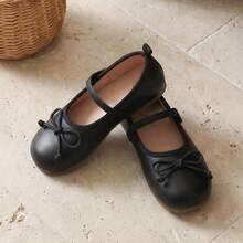 1双女童真皮鞋 2026春季新款蝴蝶结可爱软底舒适儿童公主鞋幼儿防滑休闲鞋 - 黑色 - 查看 1