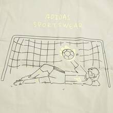 Adidas 男士休闲宽松印花短袖衬衫，夏季 - 淡灰 - 查看 6