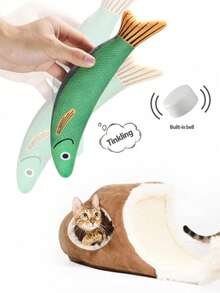 1pc Realistic Fish Design Cat Toy, Makes Rustling Sound, Soft & Durable, Interactive Cat Teaser Wand, Suitable For Indoor Exercise, Cat Supplies - Multicolor - View 2