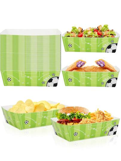 10pcs/30pcs/50pcs Soccer Party Supplies Soccer Paper Food Trays Disposable Serving Tray Nacho Trays Food Boats For Sport Birthday Decorations