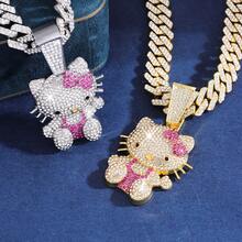 SANRIO 1 chiếc mặt dây chuyền 3D đính đá hình hoạt hình phong cách hiphop, dây chuyền mắt xích kiểu Cuban thời trang hình mèo dễ thương, quà tặng. - Nhiều màu - Xem 1