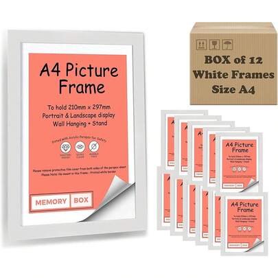 White A4 Picture Frames Pk Of 12 , Picture Frame, Document Frame, Certificate