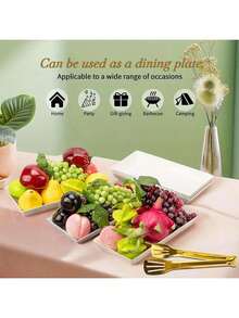 White Tiered Serving Stand + Tong, 3 Plastic Tray With Metal Stand For Cupcakes, Donuts, Fruits - Tiered Tray Stand For Tea Party, Party Food Display, Wedding Scene(Golden) - Giá đựng đồ tráng miệng. Đĩa trắng vàng giá đựng ba lớp + kẹp gắp đồ tráng miệng - Xem 8