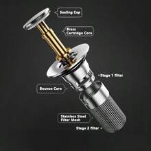 1个弹出式浴室水槽排水塞，适用于1.34-1.57英寸排水管 - 適用於 1.34-1.57 英吋排水管 - 查看 5