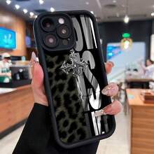 Texto gótico con estampado de leopardo y cruz cromada.funda de teléfono Fundas compatibles con Samsung,Apple,VIVO,OPPO,Motorola,Google,Xiaomi y Honor.Fabricadas en silicona TPU,ofrecen protección contra golpes y caídas. - Negro - Ver 1