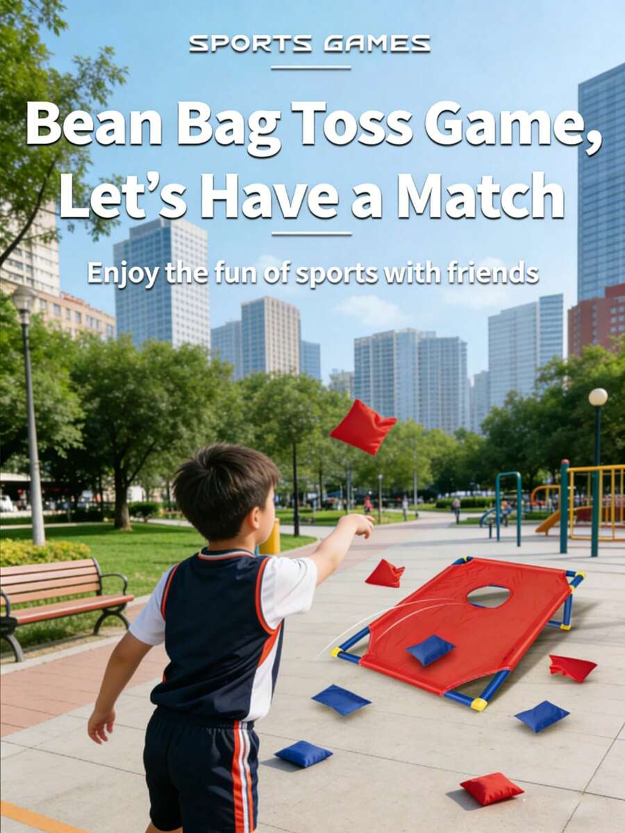 Corn Hole Toss Game For Parent-Child Interaction - Portable For Indoor And Outdoor Use. Corn Hole Toy Suitable For Children's Sensory Training And Team Building Activities. Red And Blue Boards For Fun Competition. Includes Colorful Corn Hole Bags. Compact Foldable Design.
