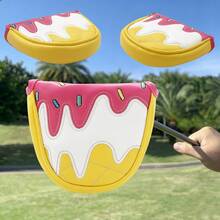 可爱冰淇淋高尔夫推杆套，一体式/半圆形推杆套，3D刺绣设计，耐磨PU皮革，防震、防尘、防潮，少女高尔夫球杆保护套 - mallet putter - 查看 10