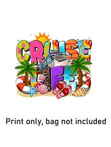 Cruise Theme Linen Canvas Tote Bag And Storage Bag Set, Printed With "Cruise Life" Patterns Of Coconut Tree, Seashell, Dolphin, Starfish, Tote Bag And Cosmetic Bag, Foldable Lightweight Storage Bag, Beach Essential, Large Capacity Linen Shopping Bag, Suitable For Women In Summer - MultiWarna - View 11