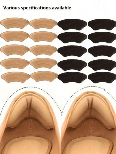 10pcs Plain Color Anti-Friction Heel Pads, Anti-Rub Anti-Slip Heel Protector Stickers, Modern Non-Woven Abrasion-Resistant Heel Grips Suitable For Casual Shoes, Sports Shoes And White Shoes